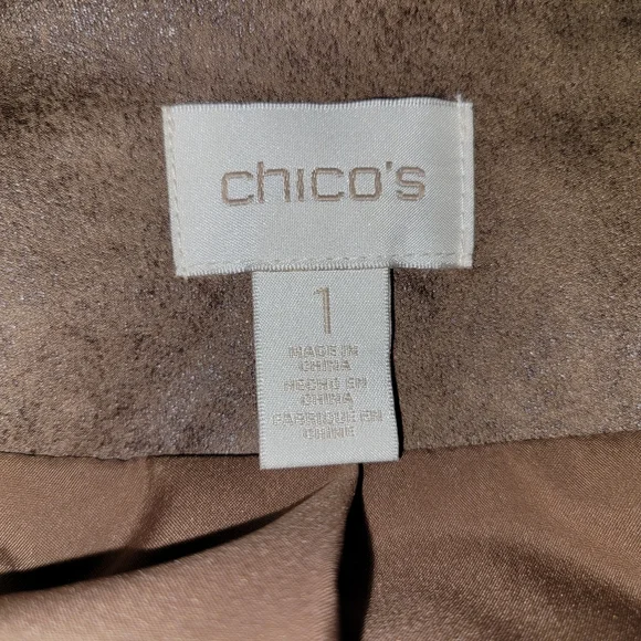 Chicos Faux Leather Fringe Open Front Jacket Women 1 Medium Boho Western Cowgirl - Picture 5 of 12